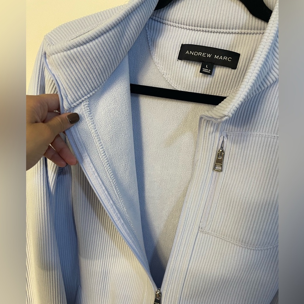 Andrew Marc Sky Blue Ribbed Jacket - Picture 3 of 4
